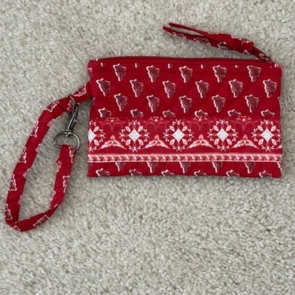 NEVER USED Zippered Wristlet - Red Bandana Pattern - Picture 1 of 2